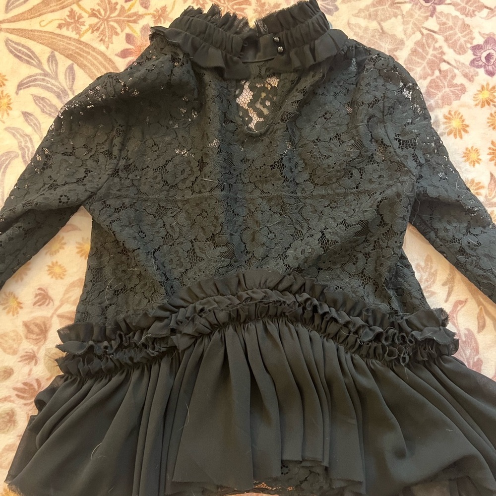 Tuckernuck Black Lace Peplum Blouse - Picture 9 of 10